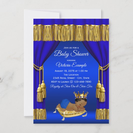 Royal Blue Ethnic Prince Baby Shower Einladungen (Rückseite)