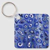 Royal Blue Evil Eye Charm Personalisiert QR Code Schlüsselanhänger (Vorderseite)