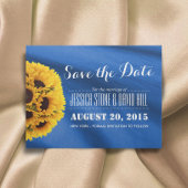 Royal Blue Fabric Sunflores Save the Date Ankündigungspostkarte