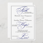 Royal Blue Faith Hope Liebe Hochzeit Einladung (Vorne/Hinten)