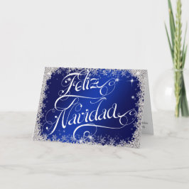 Royal Blue Feliz Navidad Typografie PERSONALISIERT Feiertagskarte