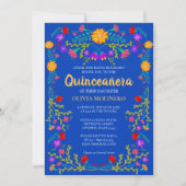 Royal Blue Fiesta Party Mexican Quinceanera Einladung (Vorderseite)