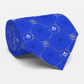 Royal Blue Fleur de Lis, French Lili pattern Krawatte (Gerollt)