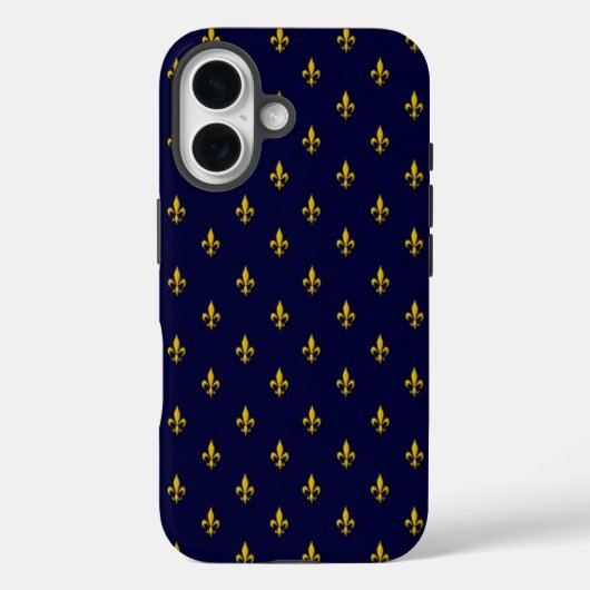 Royal Blue Fleur De Lis Pattern Case-Mate iPhone Hülle (Rückseite)