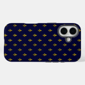 Royal Blue Fleur De Lis Pattern Case-Mate iPhone Hülle (Rückseite (Horizontal))