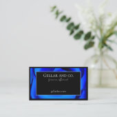 Royal Blue Floral Accent Business Card Visitenkarte (Stehend Vorderseite)