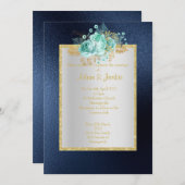 ROYAL BLUE Floral aqua ELEGANT CLASSY WEDY Einladung (Vorne/Hinten)