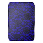 Royal Blue Floral Black Lace Bath Mat Badematte (Vorderseite Vertikal)