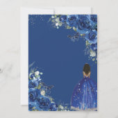 Royal Blue Floral Brown Princess Sweet 16 Geburtst Einladung (Rückseite)