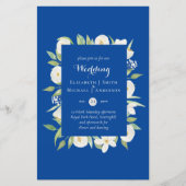 Royal Blue Floral Budget Hochzeit Einladung A9 (Vorderseite)
