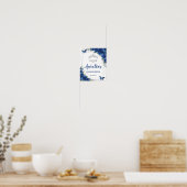 Royal Blue Floral Butterfells Quinceañera Willkomm Poster (Küche)