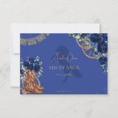 Royal Blue Floral Charro West Quinceañera Antwort (Rückseite)