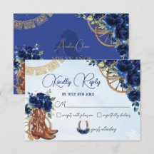 Royal Blue Floral Charro West Quinceañera Antwort