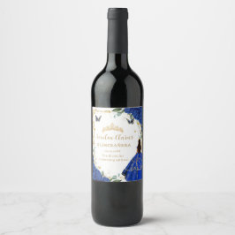 Royal Blue Floral Dress Quinceañera Vintag Gold Weinetikett