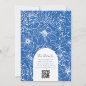 Royal Blue Floral Garden Arch RSVP QR Code Wedding Einladung (Rückseite)