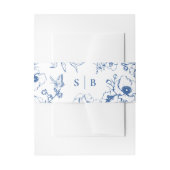 Royal Blue Floral Garden Monogram Wedding Einladungsbanderole (Vorderseite Beispiel)