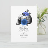 Royal Blue Floral Gothic Brautparty Einladung (Stehend Vorderseite)