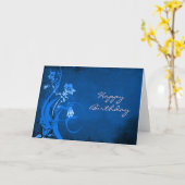 Royal Blue Floral Happy Birthday Card Karte (Gelbe Blume)
