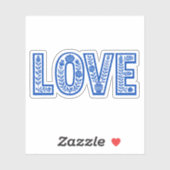 Royal Blue Floral "LOVE" Sticker (Blatt)
