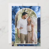 Royal Blue Floral Mason Jar Foto Wedding Save The Date (Rückseite)