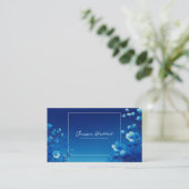 Royal Blue Floral Modern Geometric Elegant Visitenkarte (Stehend Vorderseite)