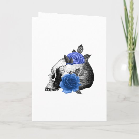 Royal Blue Floral Owls Gothic Wedding Programm (Rückseite)