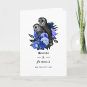 Royal Blue Floral Owls Gothic Wedding Programm (Vorderseite)