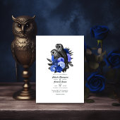 Royal Blue Floral Owls Gothic Wedding Tischnummer