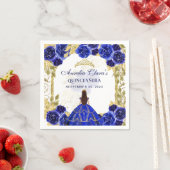 Royal Blue Floral Princess Gold Arch Quinceanera Serviette (Beispiel)