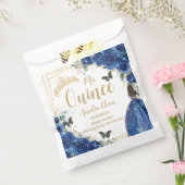 Royal Blue Floral Princess Gold Quinceñera 16 15 Geschenktütchen (Versiegelt)