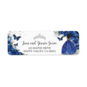 Royal Blue Floral Quinceanera 16 Rücksendeadressen (Vorne)