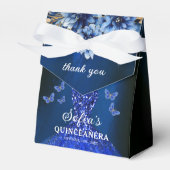 Royal Blue Floral Quinceañera Butterfliegen Geschenkschachtel (Vorderseite)