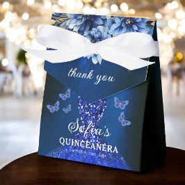 Royal Blue Floral Quinceañera Butterfliegen Geschenkschachtel