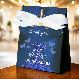Royal Blue Floral Quinceañera Butterfliegen Geschenkschachtel