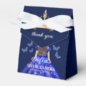 Royal Blue Floral Quinceañera Butterfliegen Geschenkschachtel (Vorderseite)