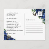 Royal Blue Floral Quinceañera Butterflies Picture Ankündigungspostkarte (Rückseite)