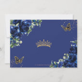 Royal Blue Floral Quinceañera Butterflies Picture Save The Date (Rückseite)