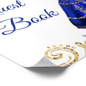 Royal Blue Floral Quinceañera Gästebuch (Ecke)