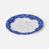 Royal Blue Floral Quinceanera Pappteller (Schrägansicht)