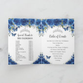 Royal Blue Floral Quinceñera Orden of Events Prog Programm (Innenseite)