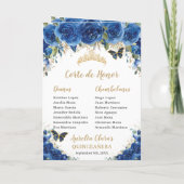 Royal Blue Floral Quinceñera Princess Padrinos Programm (Rückseite)