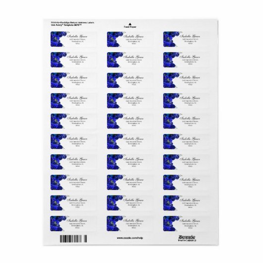 Royal Blue Floral Return Address Label (Vorne)