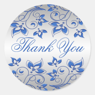 Royal Blue Floral und Silver Danke, Aufkleber