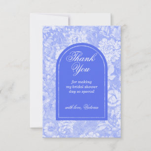 Royal Blue Floral Viktorianisches Brautparty Dankeskarte