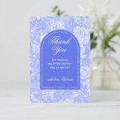 Royal Blue Floral Viktorianisches Brautparty Dankeskarte (Stehend Vorderseite)