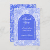 Royal Blue Floral Viktorianisches Brautparty Dankeskarte (Vorne/Hinten)