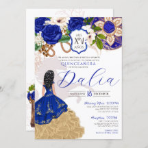 Royal Blue Floral Wappen Rose Charro Quinceñera