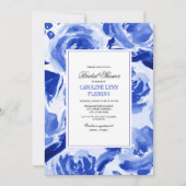 Royal Blue Floral Watercolor Brautparty Einladung (Vorderseite)