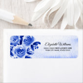 Royal Blue Floral Watercolor Rücksendeadressen-Auf (Insitu)