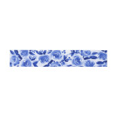 Royal Blue Floral Watercolor Wedding Einladungsbanderole (Flach)